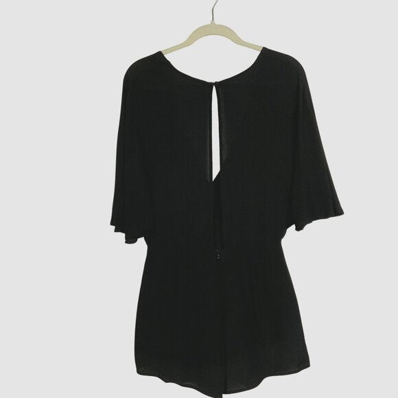 NWT Tobi Danielle Romper, Black, Medium, Lined Shorts, Open Back, Deep V-neck - Picture 5 of 16